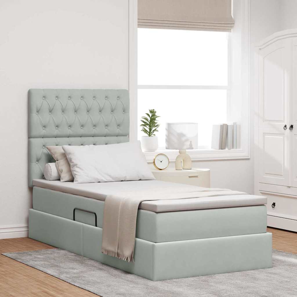 Letto con contenitore LED e materasso Grigio Chiaro | homemem39