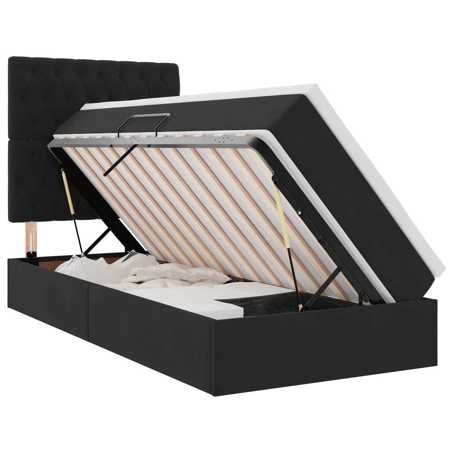 Letto con contenitore LED e materasso Nero 100 x 200 cm Velluto | homemem39