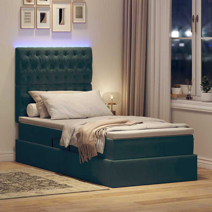Letto con contenitore LED e materasso Verde Scuro 100 x 200 cm | homemem39