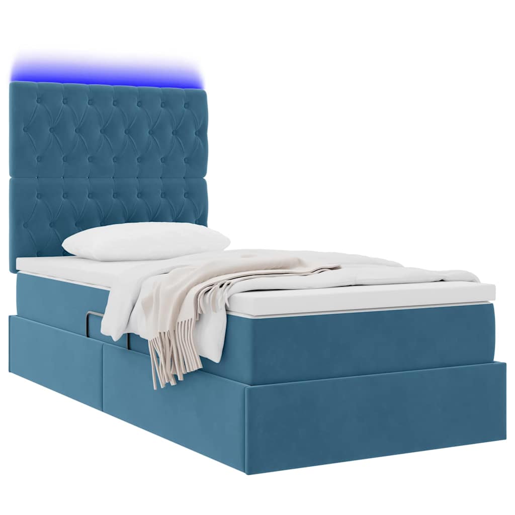 Letto con contenitore LED e materasso Blu Scuro 100 x 200 cm | homemem39