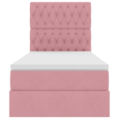 Letto con contenitore LED e materasso Rosa 100 x 200 cm Velluto | homemem39