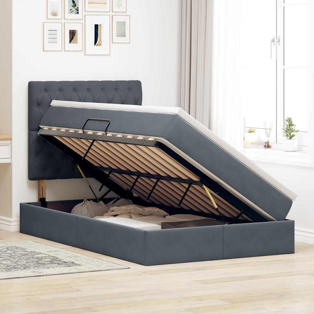 Letto con contenitore LED e materasso Grigio Scuro 120 x 200 cm | homemem39