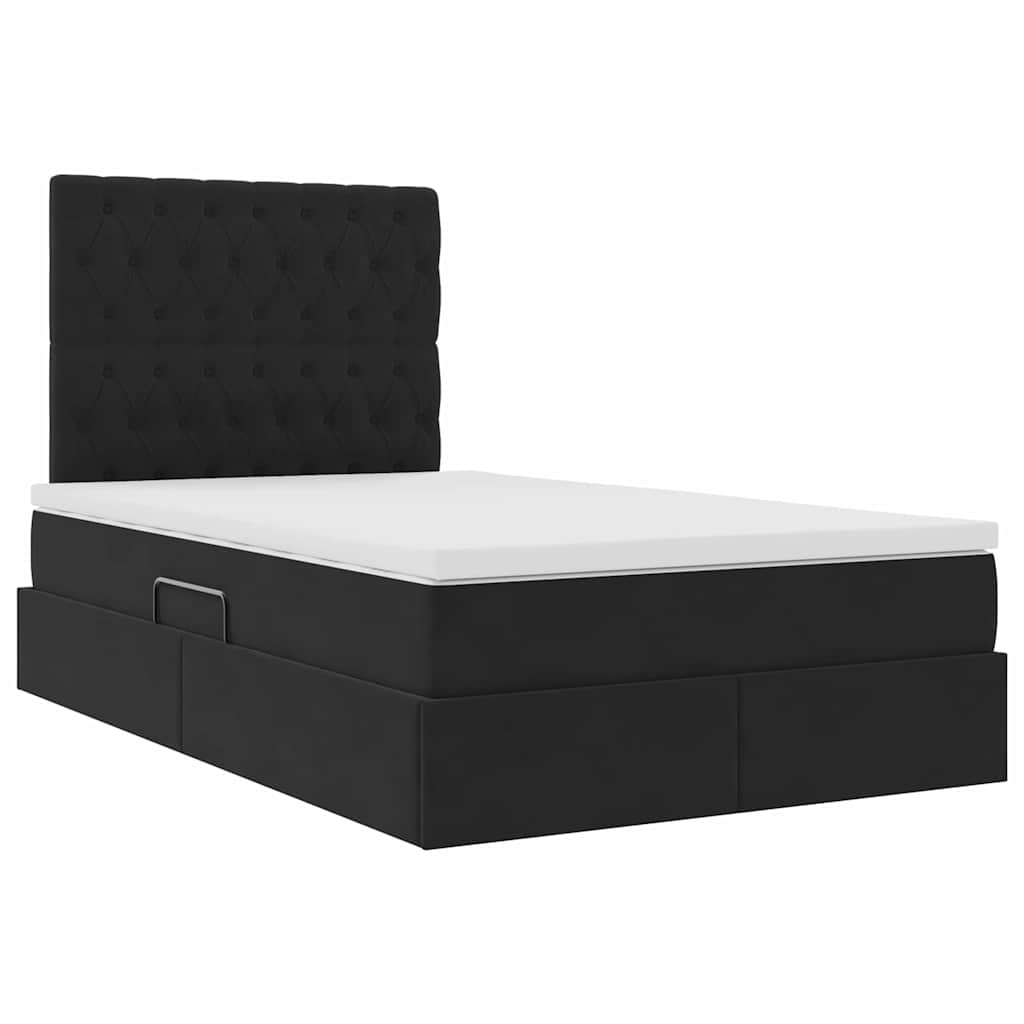 Letto con contenitore LED e materasso Nero 120 x 200 cm Velluto | homemem39