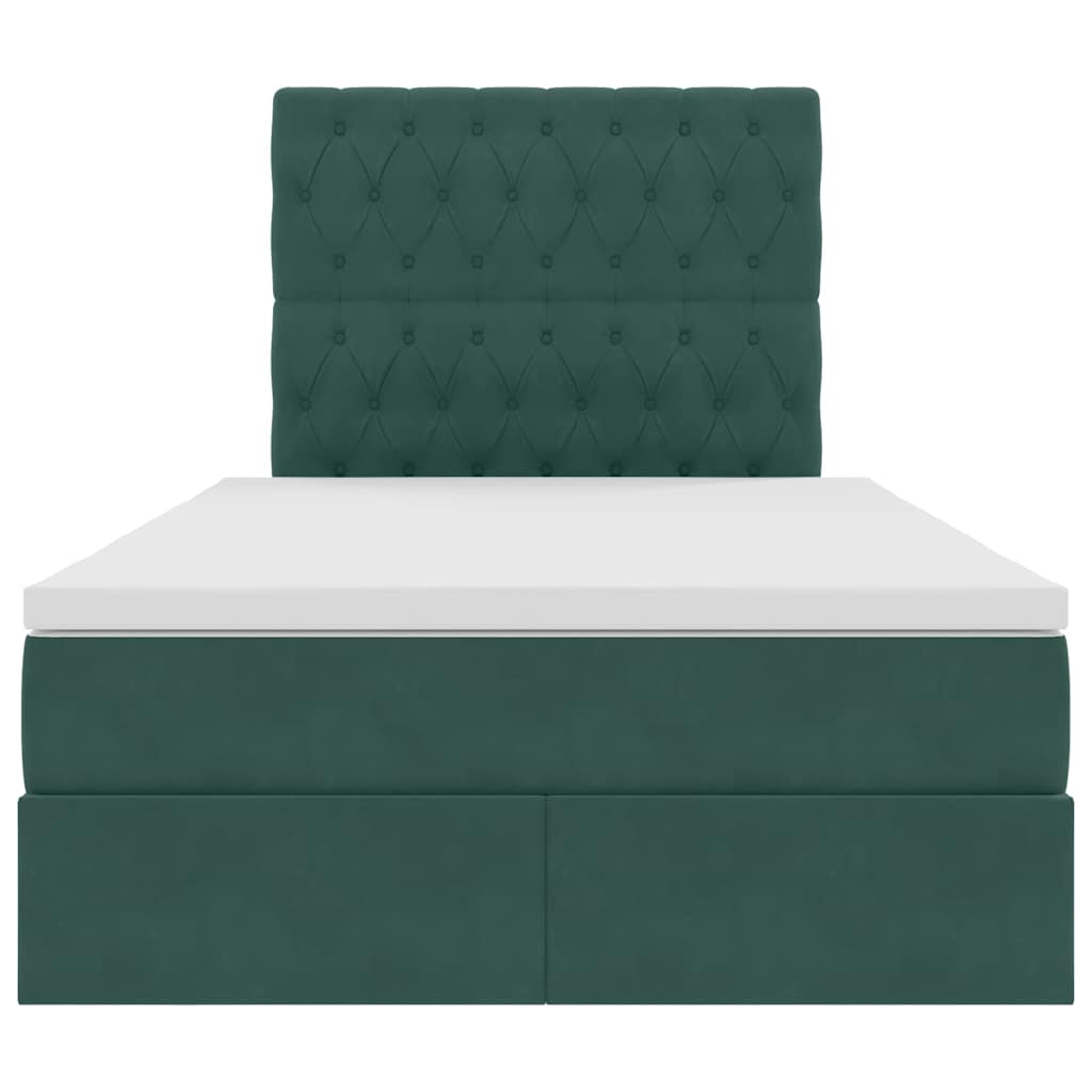 Letto con luci a strisce a LED Verde Scuro 120 x 200 cm Velluto