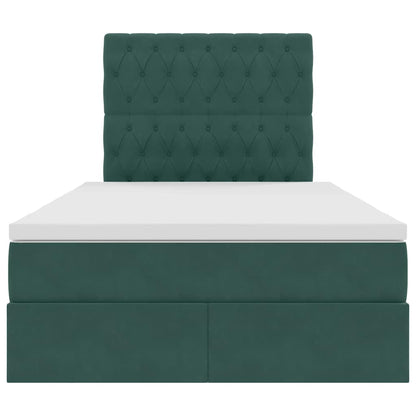 Letto con luci a strisce a LED Verde Scuro 120 x 200 cm Velluto