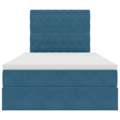 Letto con luci a strisce a LED Blu Scuro 120 x 200 cm Velluto