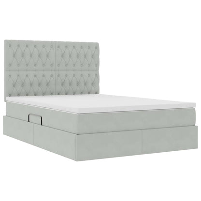 Letto con testiera Grigio chiaro 140 x 190 cm Velluto