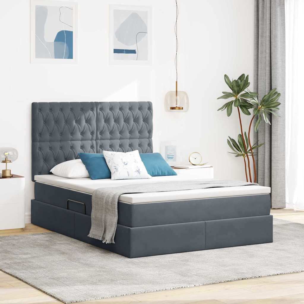 Letto con contenitore LED e materasso Grigio Scuro 140 x 190 cm | homemem39