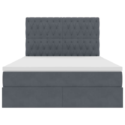Letto con testiera Grigio scuro 140 x 190 cm Velluto
