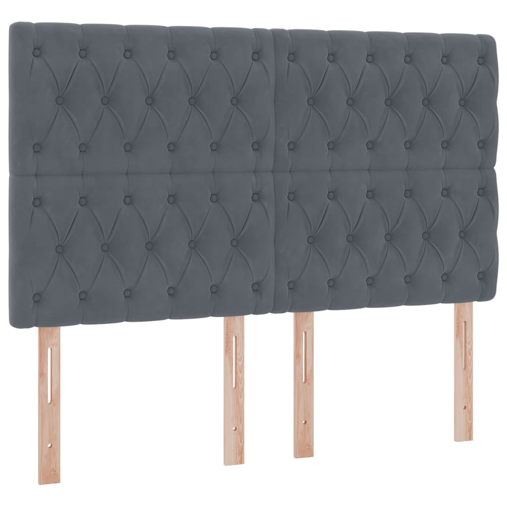 Letto con testiera Grigio scuro 140 x 190 cm Velluto