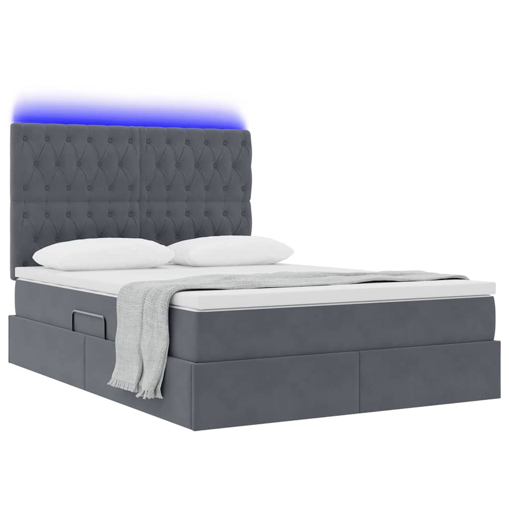 Letto con contenitore LED e materasso Grigio Scuro 140 x 190 cm | homemem39