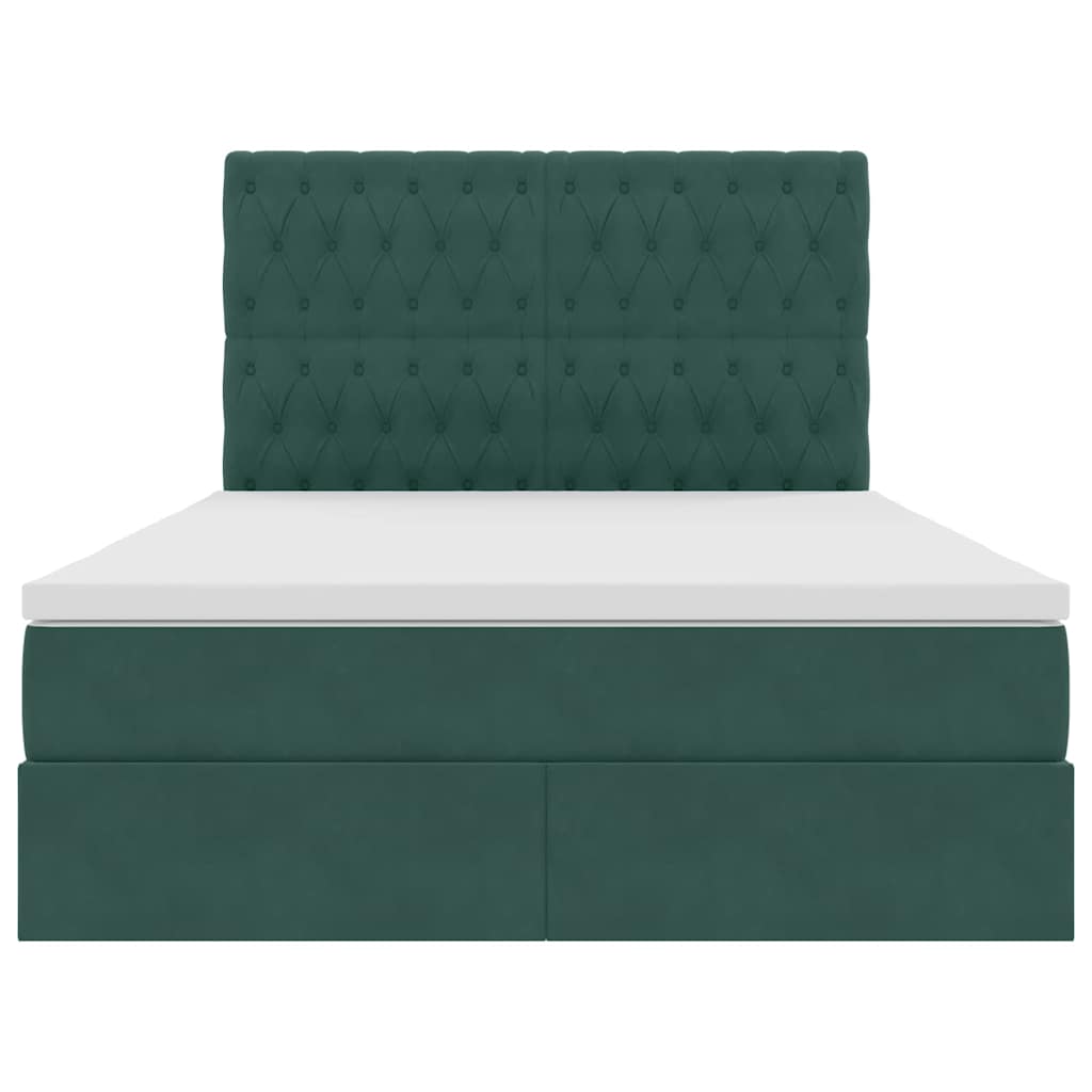 Letto con luci a strisce a LED Verde Scuro 140 x 190 cm Velluto