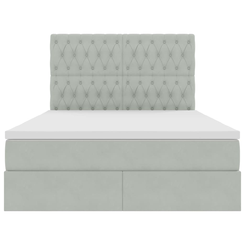Letto con testiera Grigio chiaro 140 x 200 cm Velluto