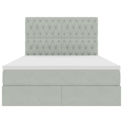 Letto con testiera Grigio chiaro 140 x 200 cm Velluto