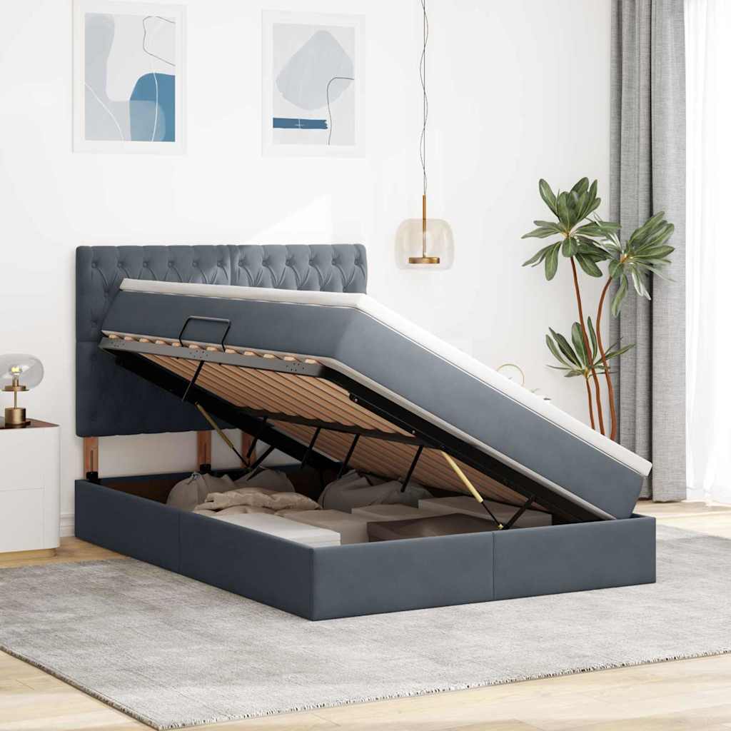 Letto con contenitore LED e materasso Grigio Scuro 140 x 200 cm | homemem39