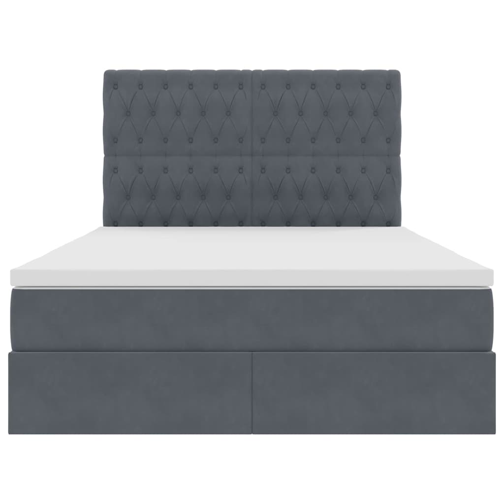 Letto con testiera Grigio scuro 140 x 200 cm Velluto