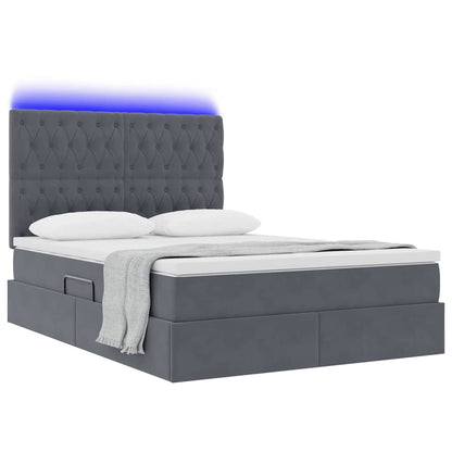 Letto con contenitore LED e materasso Grigio Scuro 140 x 200 cm | homemem39
