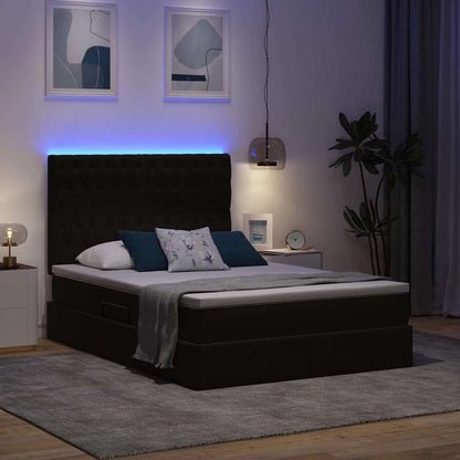 Letto con luci a strisce a LED Nero 140 x 200 cm Velluto