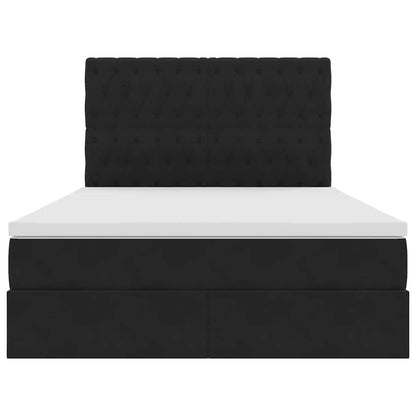 Letto con contenitore e LED Nero 140 x 200 cm Velluto