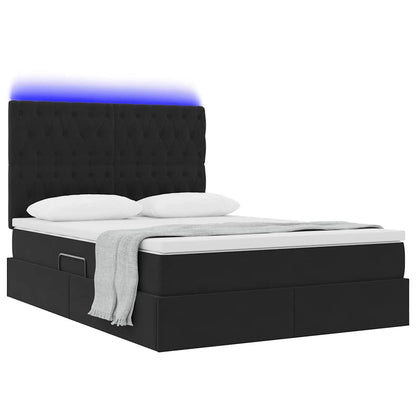 Letto con luci a strisce a LED Nero 140 x 200 cm Velluto