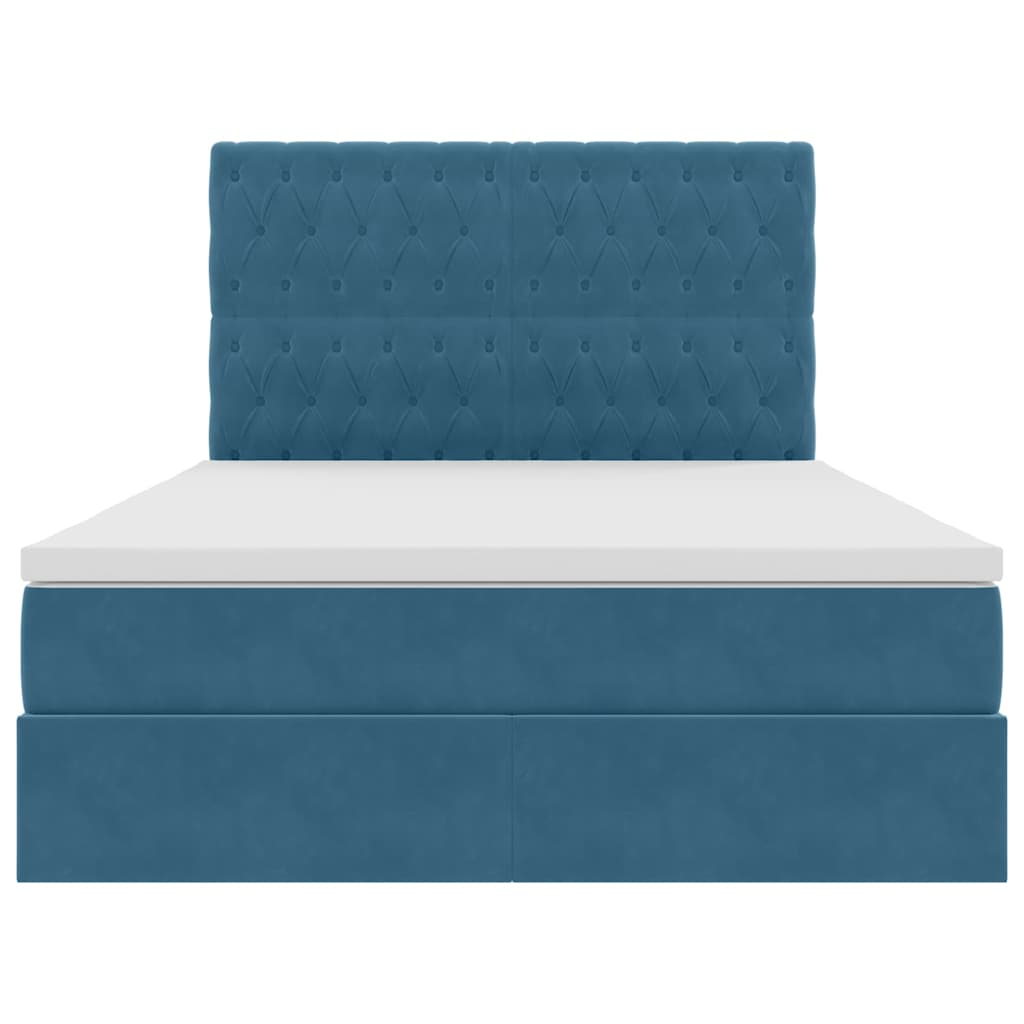 Letto con luci a strisce a LED Blu Scuro 140 x 200 cm Velluto