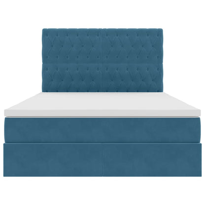 Letto con luci a strisce a LED Blu Scuro 140 x 200 cm Velluto