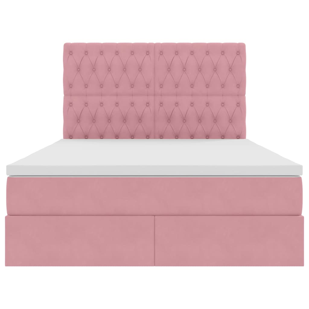 Letto con contenitore LED e materasso Rosa 140 x 200 cm Velluto | homemem39