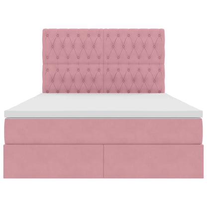Letto con contenitore LED e materasso Rosa 140 x 200 cm Velluto | homemem39