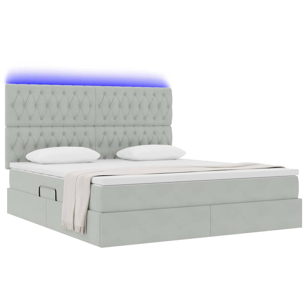 Letto con contenitore LED e materasso Grigio Chiaro | homemem39