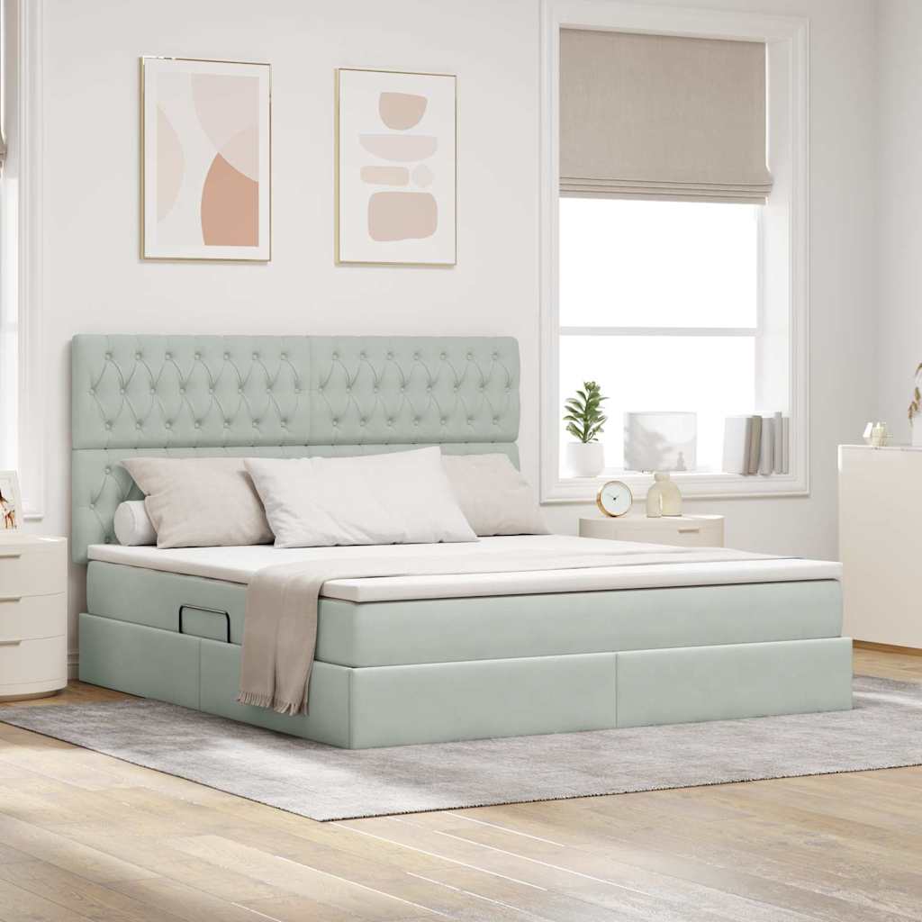 Letto con testiera Grigio chiaro 180 x 200 cm Velluto