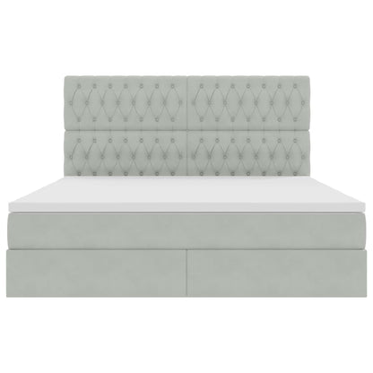 Letto con contenitore e LED Grigio chiaro 180 x 200 cm Velluto