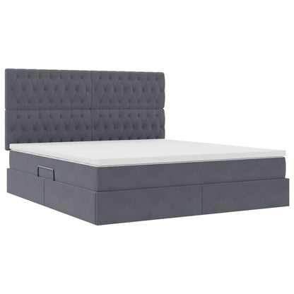 Letto con testiera Grigio scuro 180 x 200 cm Velluto