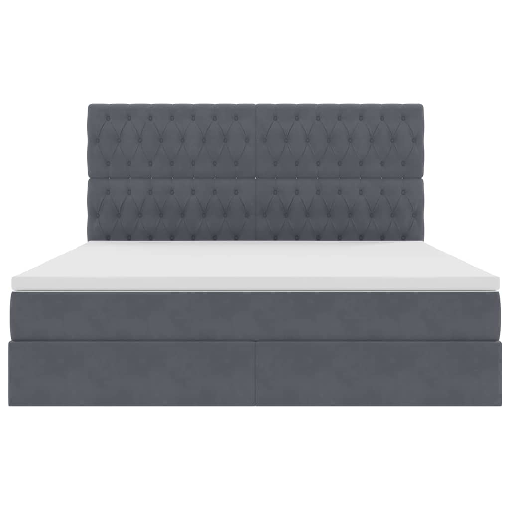 Letto con contenitore e LED Grigio scuro 180 x 200 cm Velluto