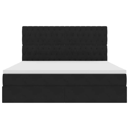 Letto con contenitore e LED Nero 180 x 200 cm Velluto