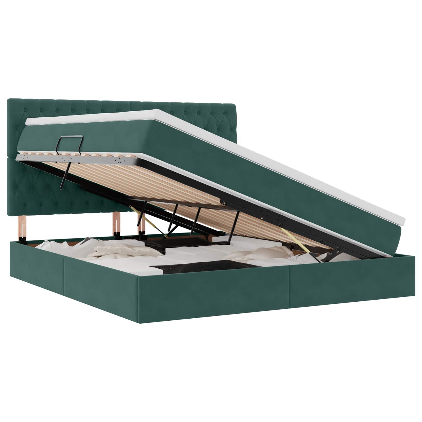 Letto con contenitore LED e materasso Verde Scuro 180 x 200 cm | homemem39