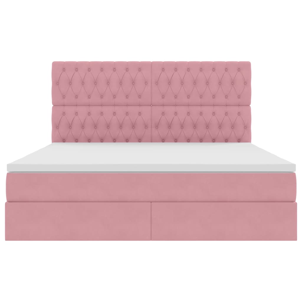 Letto con contenitore LED e materasso Rosa 180 x 200 cm Velluto | homemem39