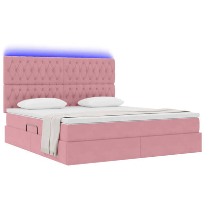 Letto con contenitore LED e materasso Rosa 180 x 200 cm Velluto | homemem39