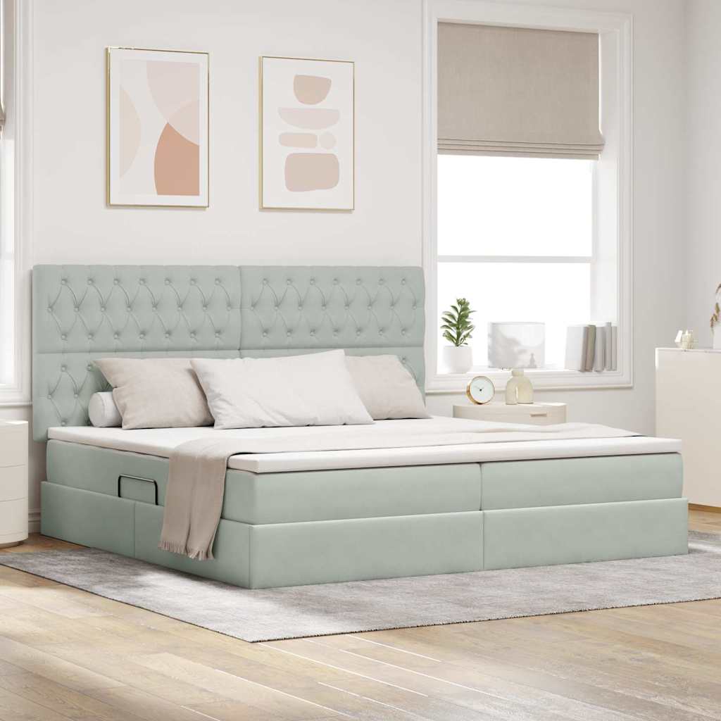 Letto con contenitore LED e materasso Grigio Chiaro | homemem39