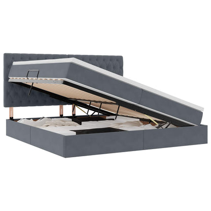 Letto con testiera Grigio scuro 200 x 200 cm Velluto