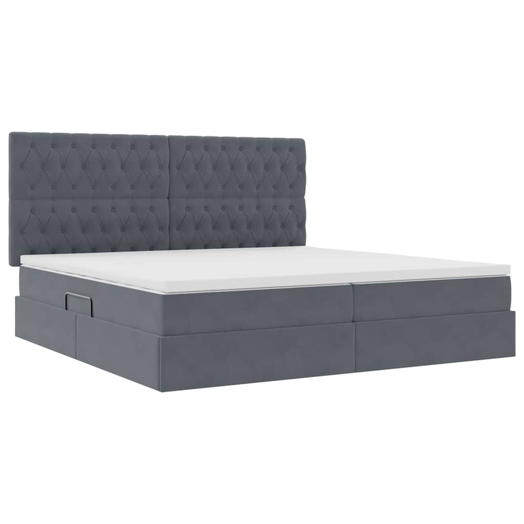 Letto con testiera Grigio scuro 200 x 200 cm Velluto