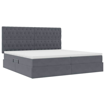 Letto con testiera Grigio scuro 200 x 200 cm Velluto