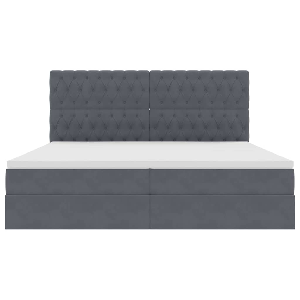Letto con testiera Grigio scuro 200 x 200 cm Velluto