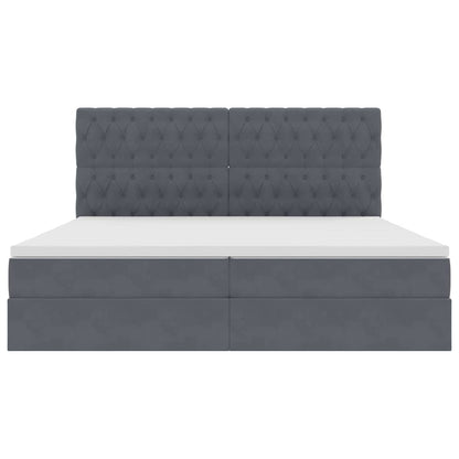 Letto con testiera Grigio scuro 200 x 200 cm Velluto
