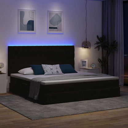 Letto con luci a strisce a LED Nero 200 x 200 cm Velluto