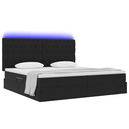 Letto con luci a strisce a LED Nero 200 x 200 cm Velluto