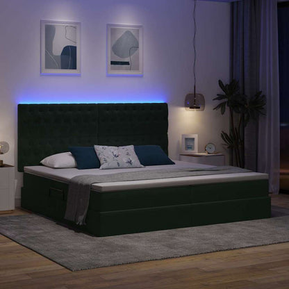 Letto con contenitore LED e materasso Verde Scuro 200 x 200 cm | homemem39