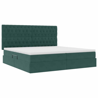 Letto con contenitore LED e materasso Verde Scuro 200 x 200 cm | homemem39
