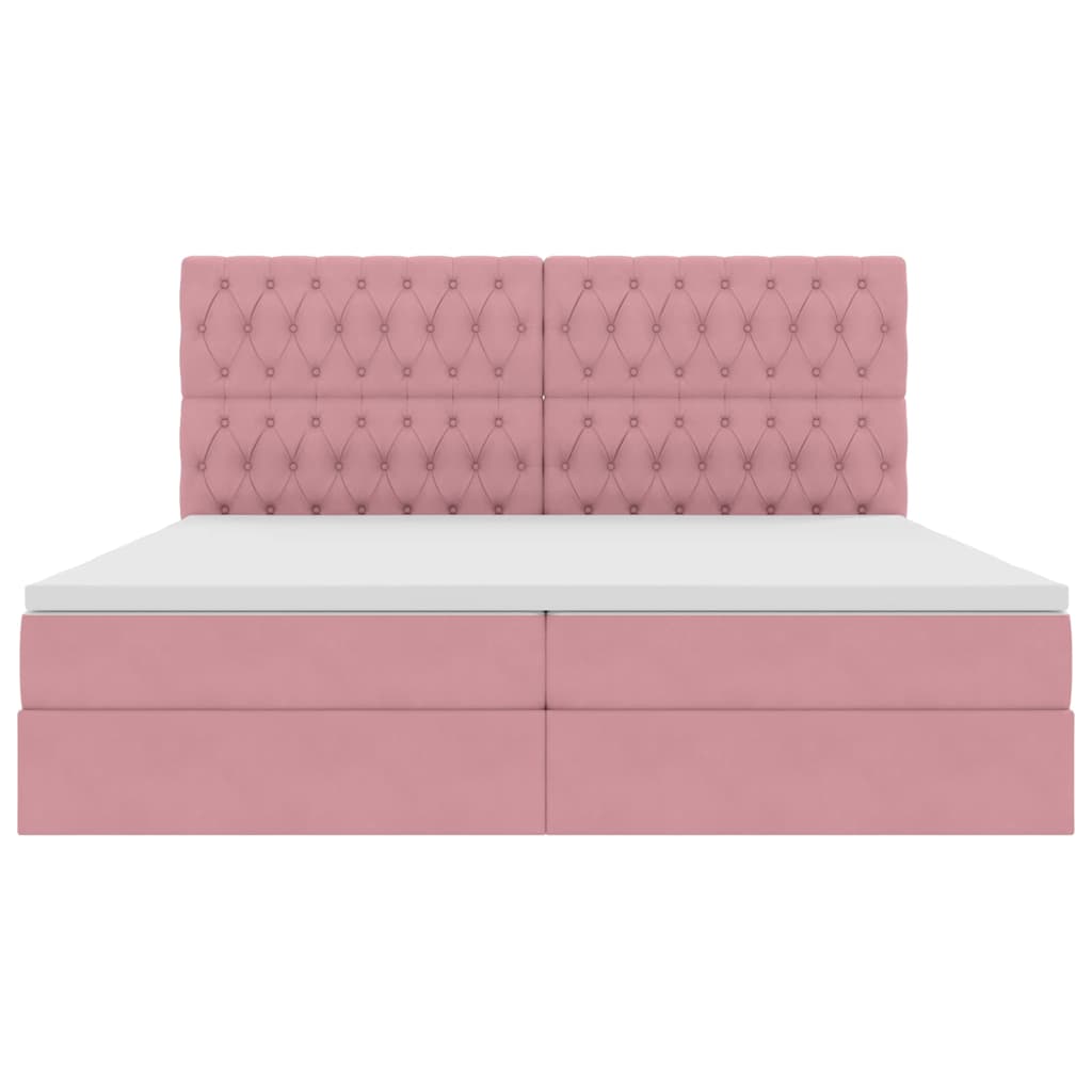 Letto con luci a strisce a LED Rosa 200 x 200 cm Velluto