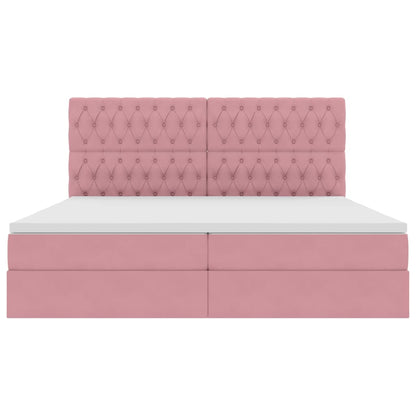 Letto con luci a strisce a LED Rosa 200 x 200 cm Velluto
