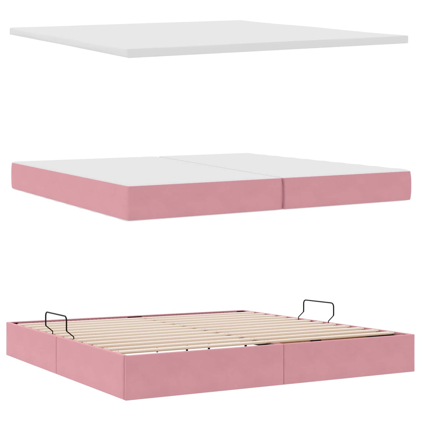 Letto con contenitore LED e materasso Rosa 200 x 200 cm Velluto | homemem39